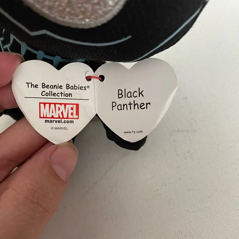 New Ty Marvel Black Panther Beanie Baby Plush Soft Toy - 6" Avengers With Tags - Picture 7 of 7